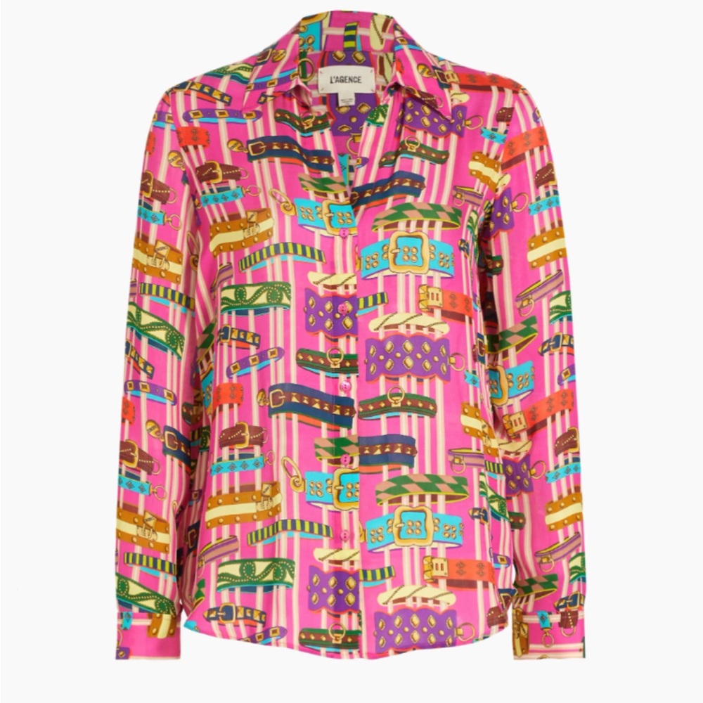 *NWT* L’Agence Nina Printed Silk Blouse, Sz S, Retail $390